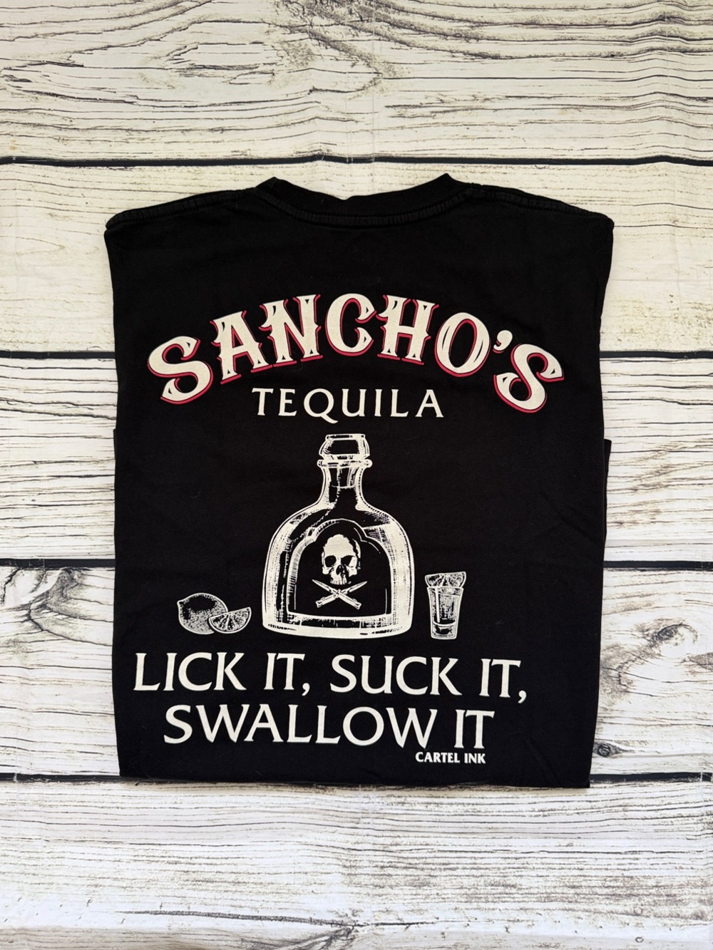 Cartel Ink Men’s Sancho's Tequila Black Graphic Cut Off Tank Top L